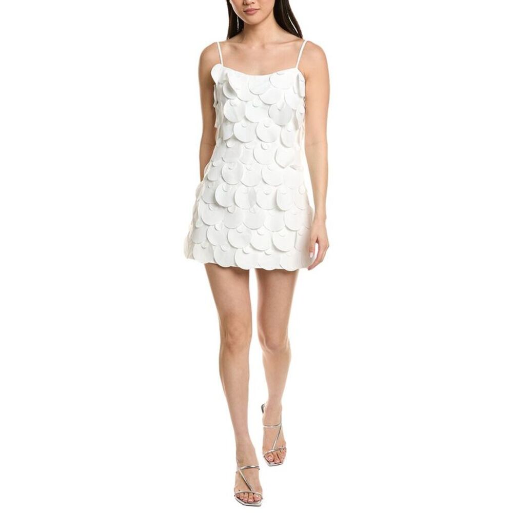 Moonsea White Mini Dress with Scallop Appliqué / white mini dress bridal